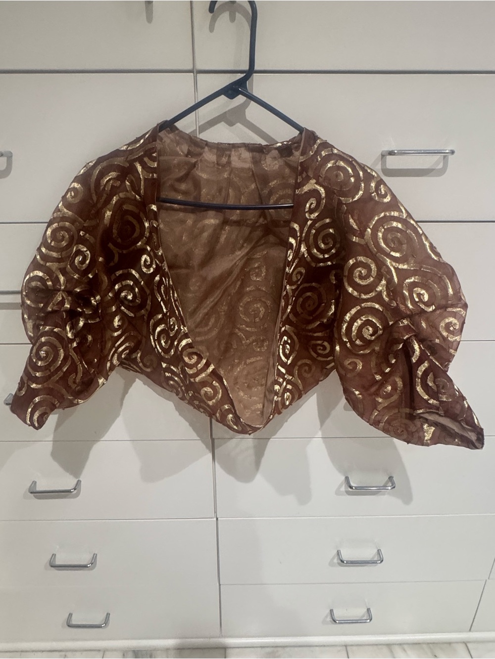 Brown and Gold Swirl Shrug Bolero Sweater